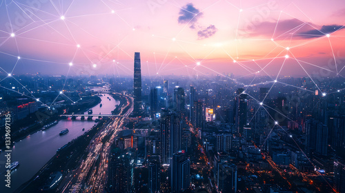 Wallpaper Mural 
smart city, urban technology, modern innovation, IoT connected devices Torontodigital.ca