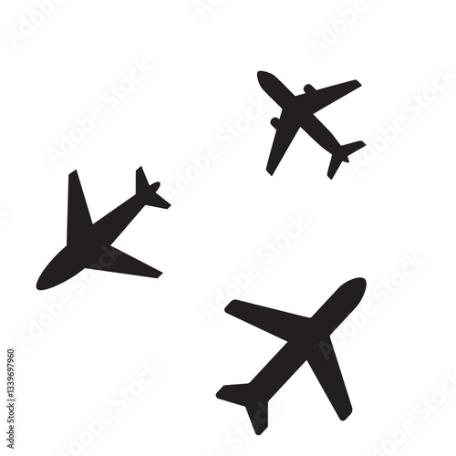 Air plane silhouette isolated on white background. Vector illustration.