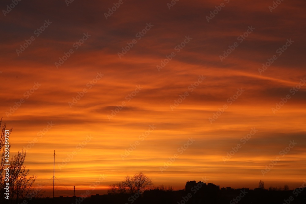 Fototapeta premium Picturesque view of beautiful sky at sunset