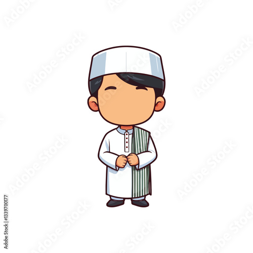 a religious teacher vector , a muslim man , bangladeshi man, man wearing  tupi Panjabi and Pajama 