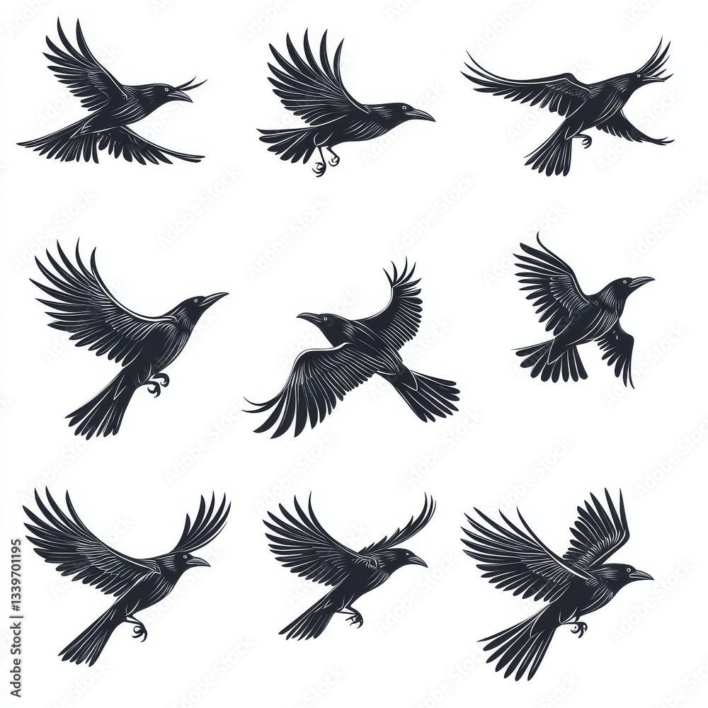 Fototapeta premium A fresh logo design incorporating a chic black bird silhouette