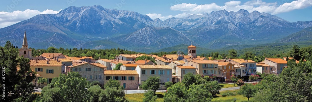 Obraz premium The Old Town of Nice in Provence-Alpes-Cote d'Azur, France, unveils its charm with a breathtaking panoramic view under rain clouds