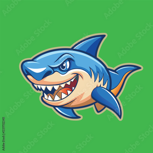 Menacing Blue Shark Mascot Illustration with Simple Design