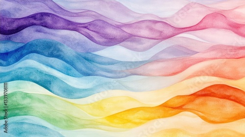 Abstract Watercolor Rainbow Wave Backgrounds for Illustrations and Designs and Artworks and Nature Inspired Visuals and Other Media. And Abstract Art Visuals and Colorful Backgrounds and Beautiful