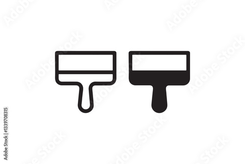 Black and Outline Paint Brush Icon Vector