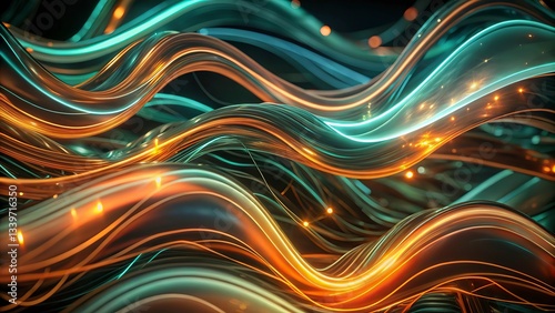 Dark abstract background with a glowing abstract waves, abstract background for wallpaper,Abstract background with orange and blue waved lines for brochure, website, flyer design.