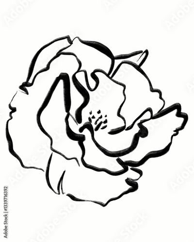 Abstract Drawing Of A Black Flower