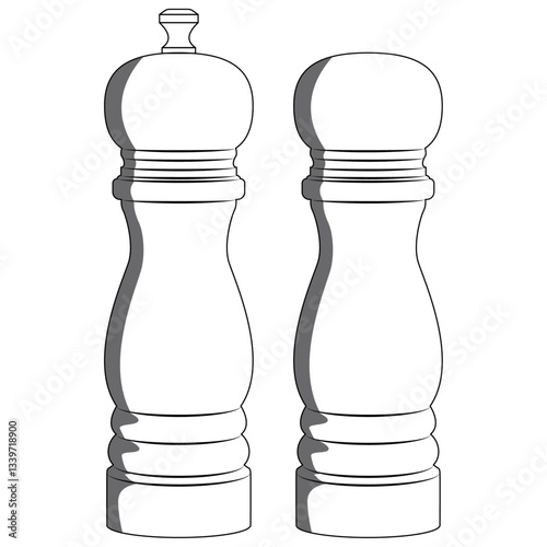 pepper grinder and salt shaker line drawing