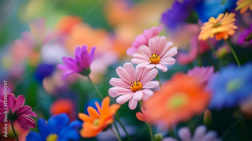 Vibrant wildflowers in soft focus, a dreamy nature scene Vibrant wildflowers in soft focus, a dreamy nature scene