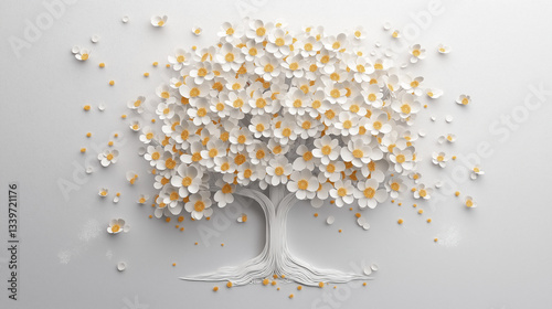 white tree with flowers