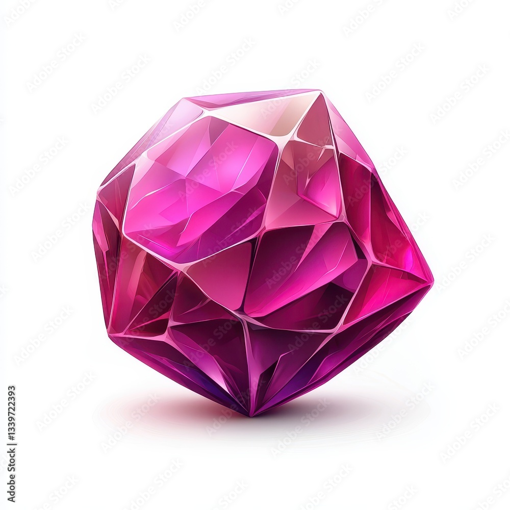 Realistic 3D cartoon icon of a sparkling ruby gemstone on a white background Realistic 3D cartoon icon of a sparkling ruby gemstone on a white background