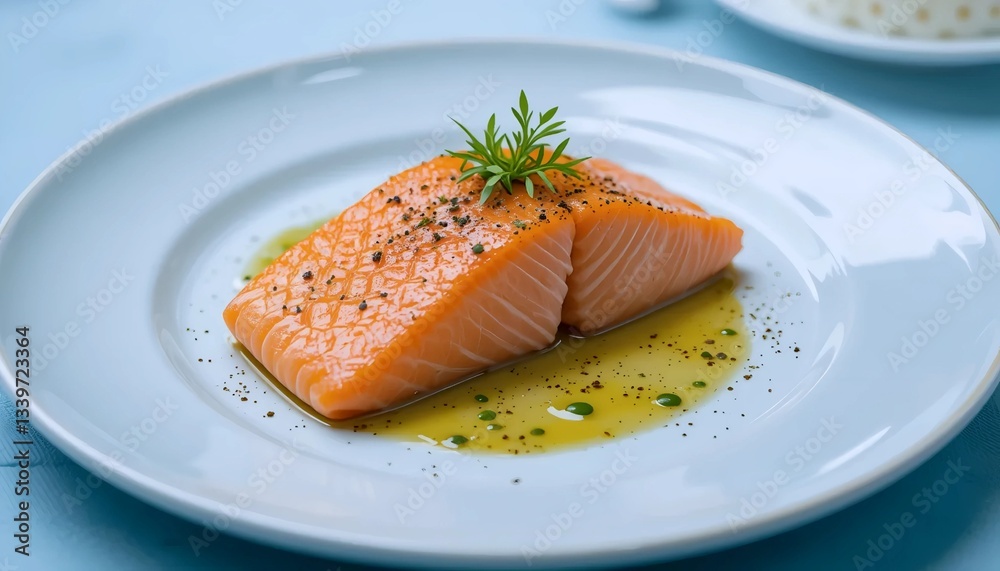 Fresh raw salmon fillet isolated on light blue background Fresh raw salmon fillet isolated on light blue background