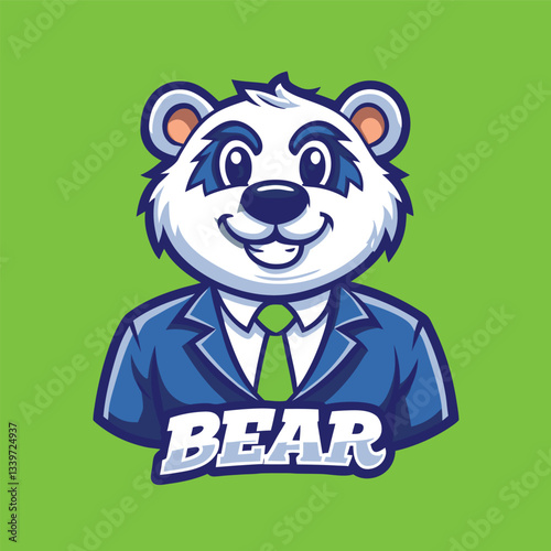 Energetic Bear Mascot Cartoon Logo Template in Busy Pose