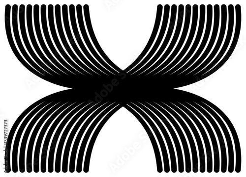 Vector modern pattern of black lines on a white background in the form of the letter X. Black and white line design element. Vector background for covers, textiles, advertising, packaging.