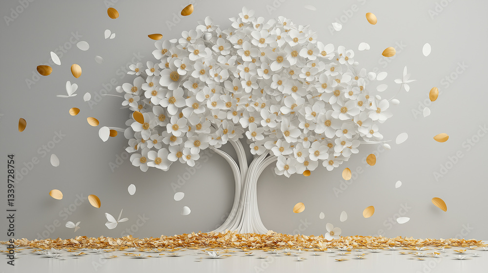 white tree with flowers