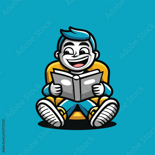 Relaxed Male Reading on a Comfortable Sofa Vector Graphic