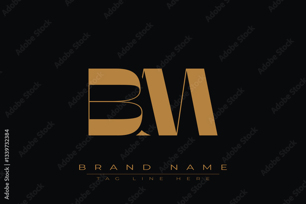 Obraz premium BM initial letter logo design. Letter B and M luxury alphabet letter logo icon template