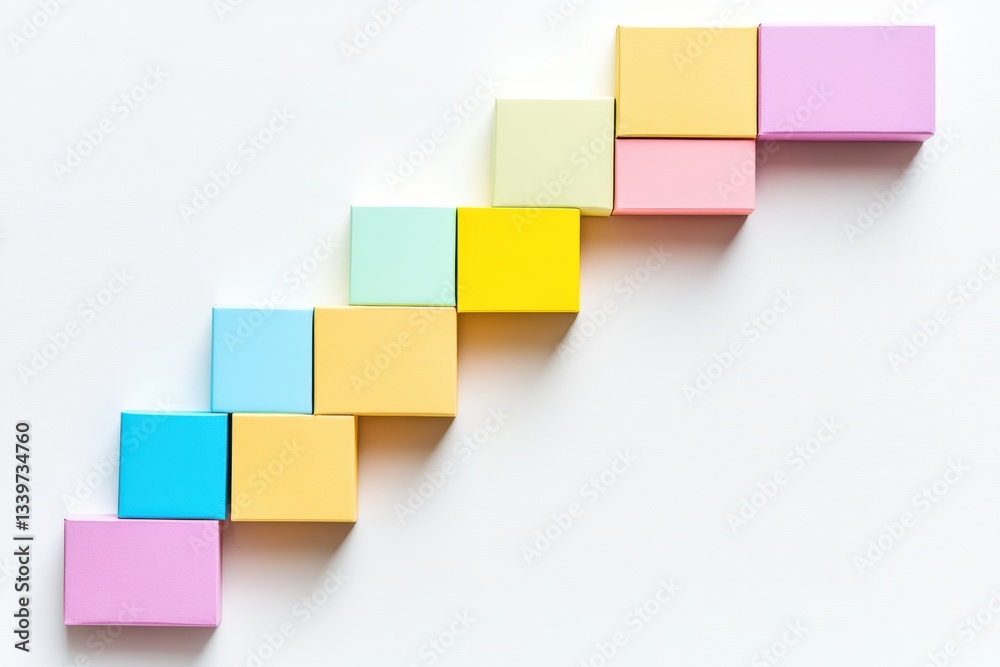 Obraz premium カラフルな立方体が階段状に配置されたアート作品