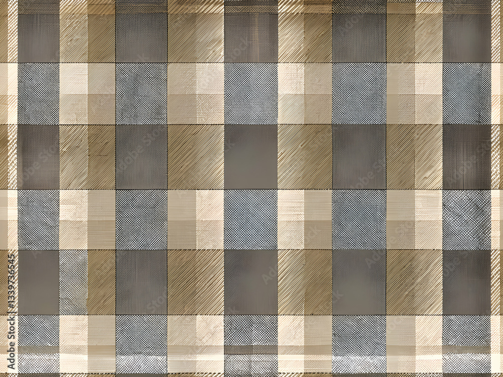 Fototapeta premium A seamless brown and beige plaid pattern background.