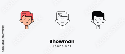 Showman  Icons thin line and glyph vector icon stock illustration