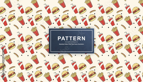 Seamless Pattern Fast Food Vector Illustration