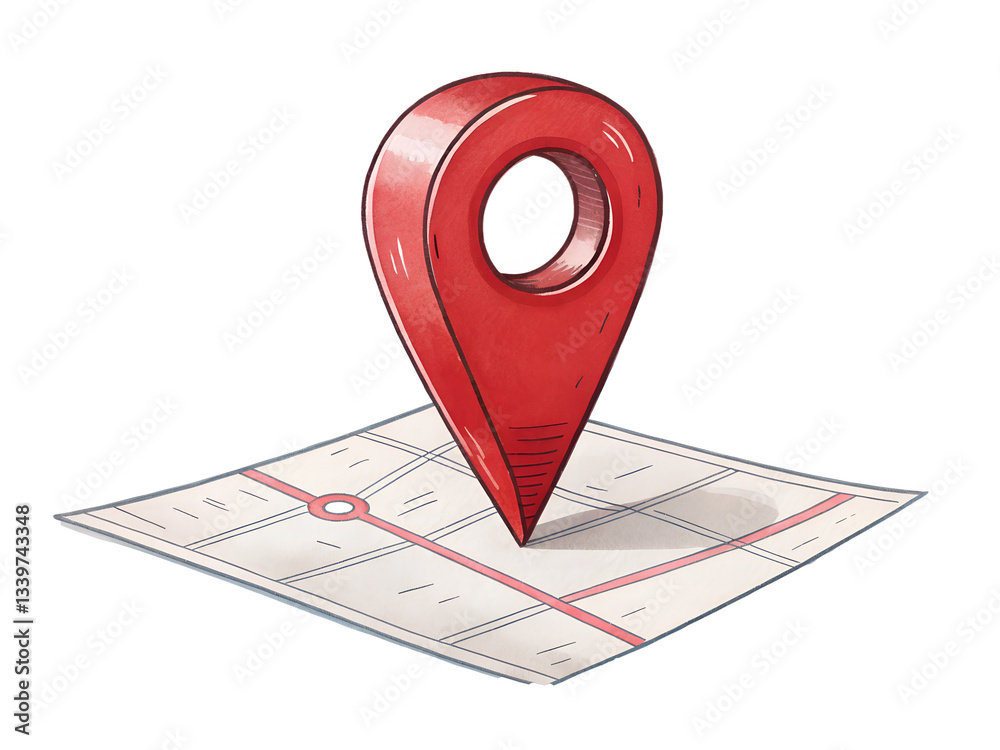 Fototapeta premium Map marker highlighting a location in a city