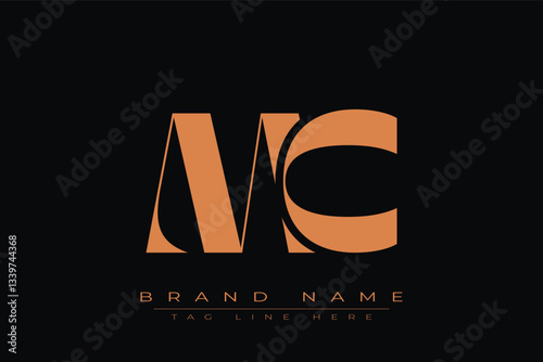 MC initial letter logo design. Letter M and C luxury alphabet letter logo icon template
