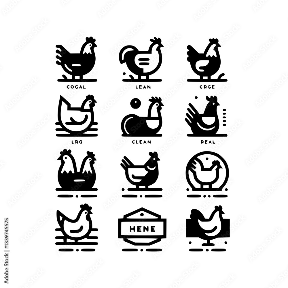 Obraz premium hens Icon Set