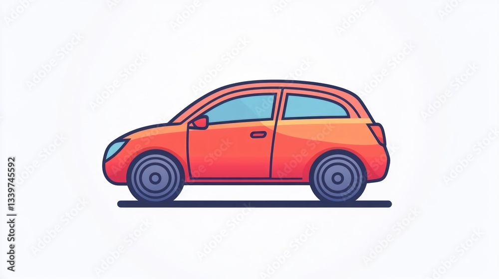 A vibrant modern car illustration with sleek design and gradient colors for automotive transp A vibrant modern car illustration with sleek design and gradient colors for automotive transp