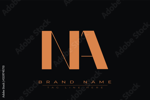 NA initial letter logo design. Letter N and A luxury alphabet letter logo icon template