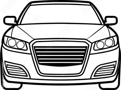 Front View Car Outline: Vehicle Illustration