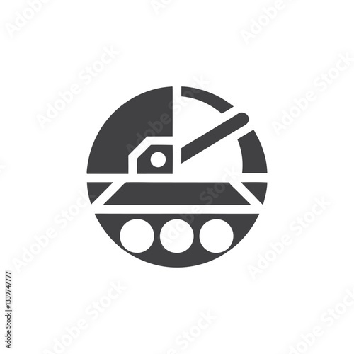 Tank logo,  Modern vector logo icon of military tank in flat style, strong armored combat machine graphic for war, defense, force, battle branding and security use

