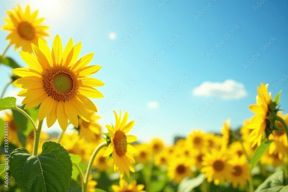 Vibrant yellow sunflowers fill frame, sunny day , design, sunflowers, summer background Vibrant yellow sunflowers fill frame, sunny day , design, sunflowers, summer background