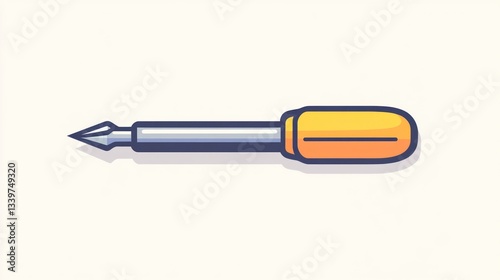 Illustration of a Precision Tool with Yellow Handle and Metal Tip for DIY Projects and Repairs photo