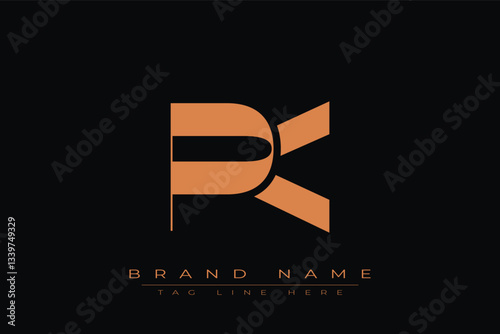 PK initial letter logo design. Letter P and K luxury alphabet letter logo icon template
