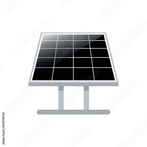 Flat vector illustration of solar panels on white background. Black solar panel. industrial battery collector for alternative sun energy background.