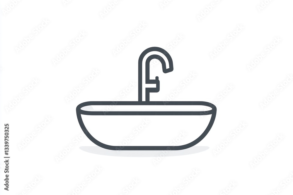 Minimalist Bathroom Sink Design with Modern Faucet Illustration Minimalist Bathroom Sink Design with Modern Faucet Illustration