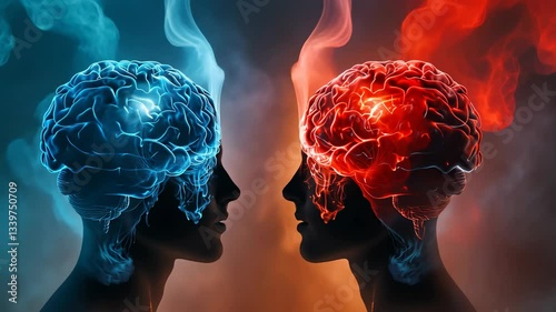 Opposing Minds: A Digital Artwork Depicting the Conflict and Contrast