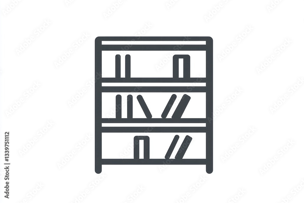 Minimalist Line Art of a Bookshelf with Books Simple Icon Design for Organizational and Educat Minimalist Line Art of a Bookshelf with Books Simple Icon Design for Organizational and Educat