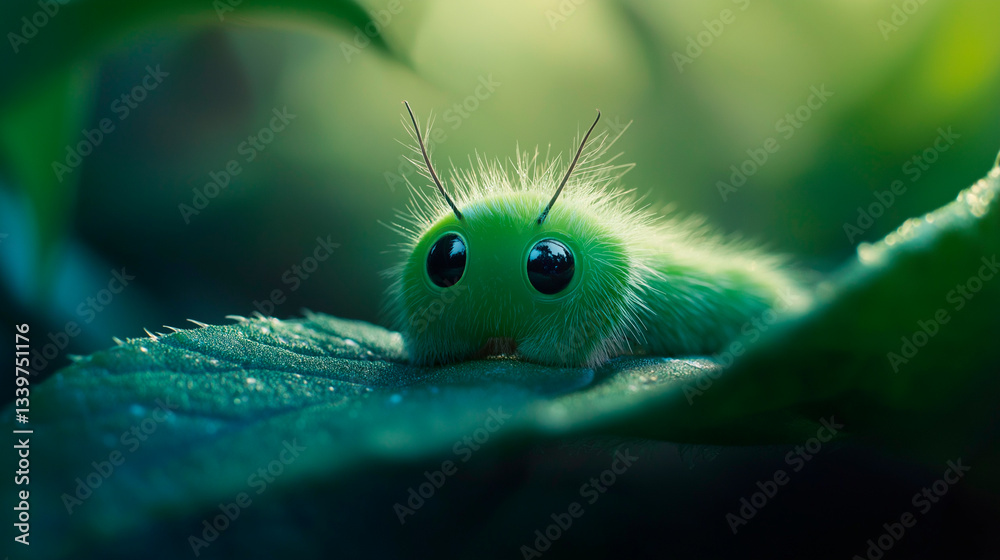 a caterpillar in a tropical leaf