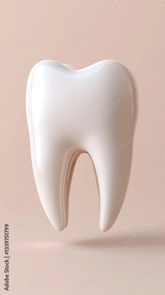 A pristine white tooth displayed against a soft pastel background