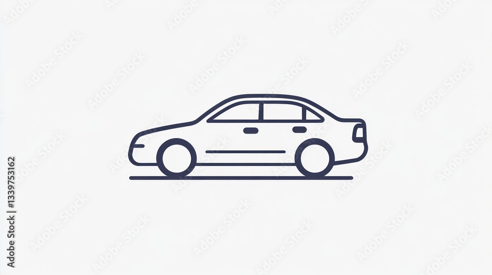Simple Line Art Illustration of a Car Minimalist Design for Transportation and Automotive Conc Simple Line Art Illustration of a Car Minimalist Design for Transportation and Automotive Conc