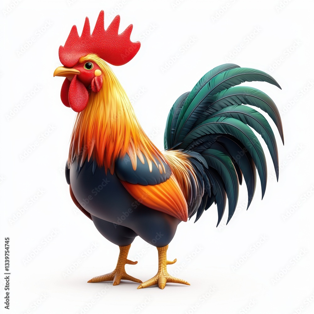 Fototapeta premium Rooster crowing in the morning