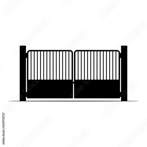 Gate icon. Black silhouette. Horizontal front view. Vector simple flat graphic illustration. Isolated object on white background. Isolate.