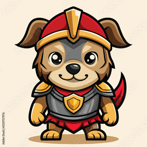 Mighty Puppy Warrior in Uniform Unleashing Courage and Cuteness