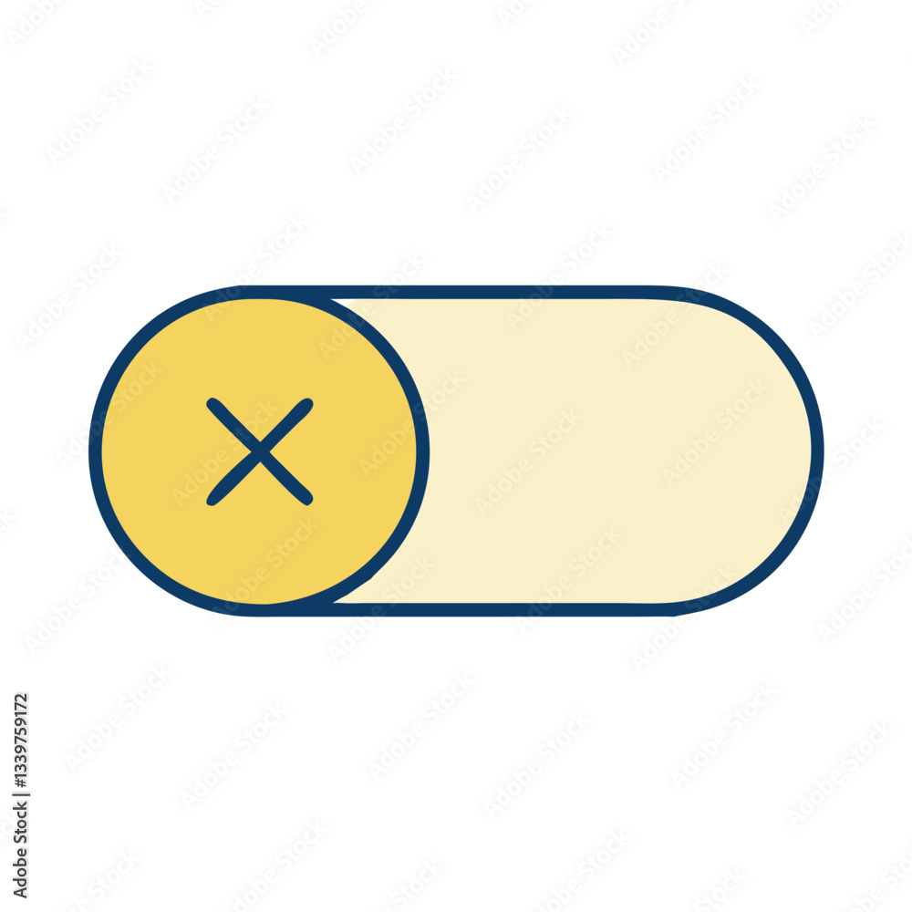Toggle switch off icon in yellow and blue Toggle switch off icon in yellow and blue