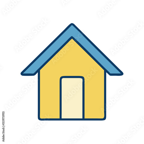Home icon in yellow and blue with simple design