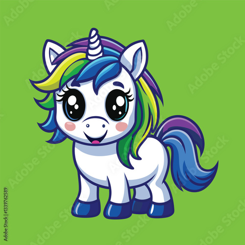 Vector Illustration of a Rainbow Pony with Vibrant Colors and Intricate Details