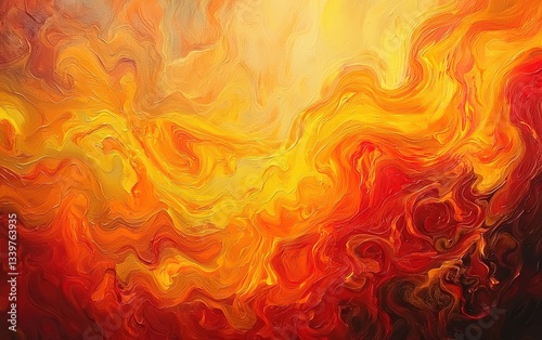 Abstract fire texture with swirling flames in red, orange, and yellow.