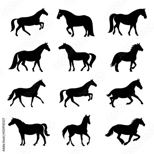 Horse silhouette illustration bundle vector design